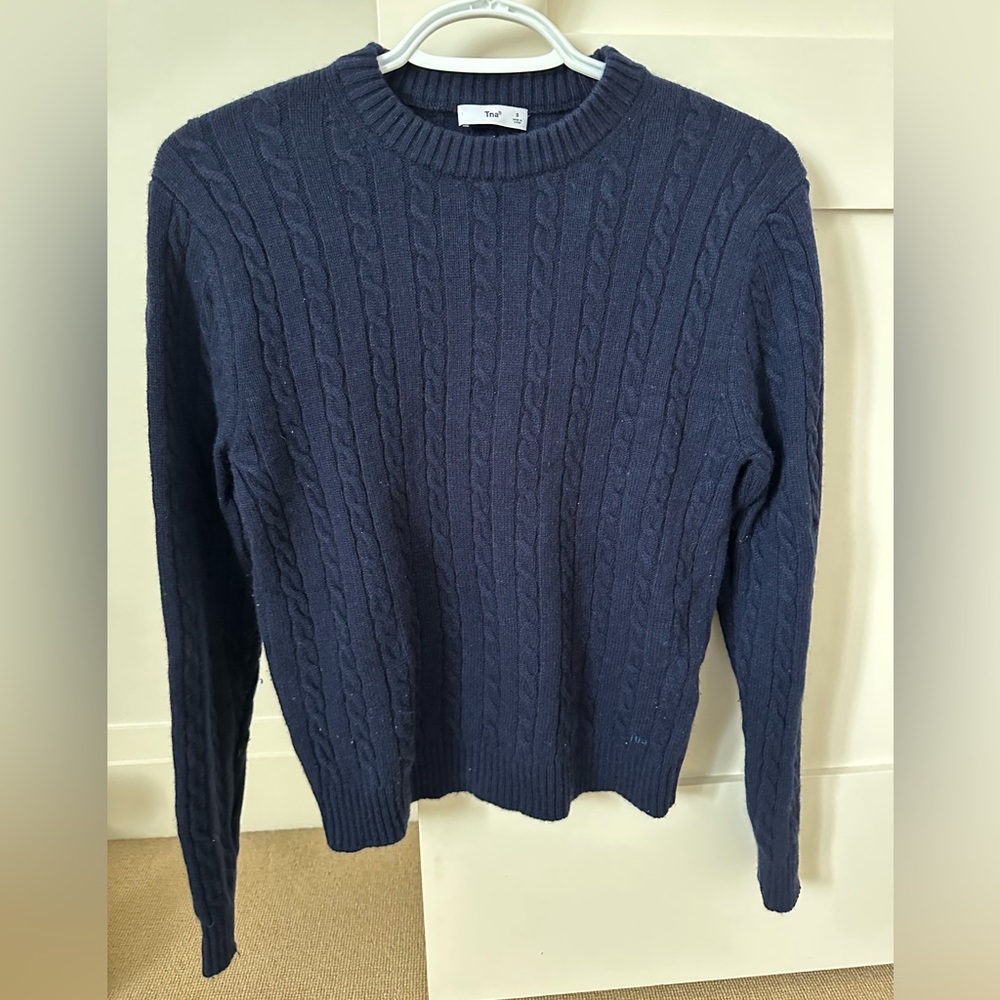 Aritzia/TNA cable knit wool/cashmere crew neck